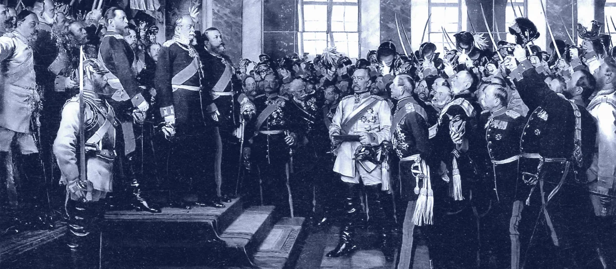 Historical painting of the 1871 proclamation of the German Empire in the Hall of Mirrors at Versailles, depicting the foundation of the German Empire – a symbolic event marking the year Fassmer was founded.