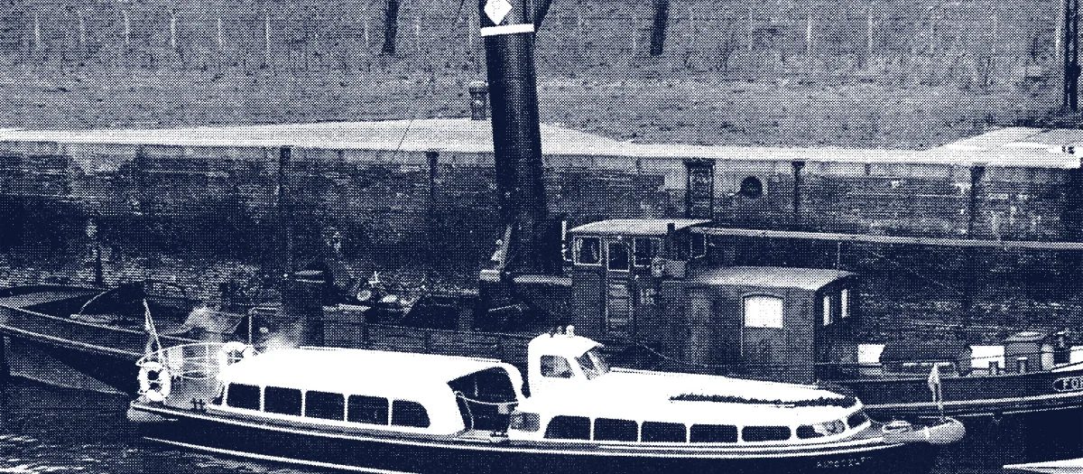 Harbour passenger boat “Ratsdelft”, designed by Heinz Fassmer in 1957 – the first self-designed and, at the time, largest Fassmer vessel carrying up to 50 passengers.