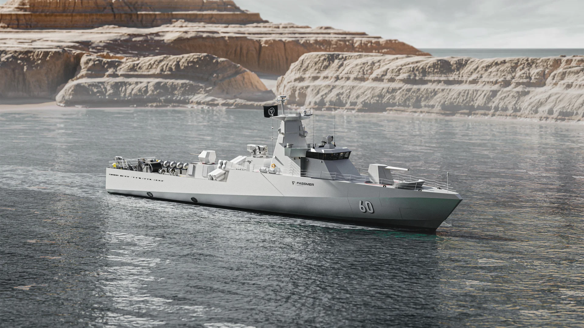 Fassmer Littoral Mission Vessel LMV 60 in coastal waters – naval ship for rapid littoral missions