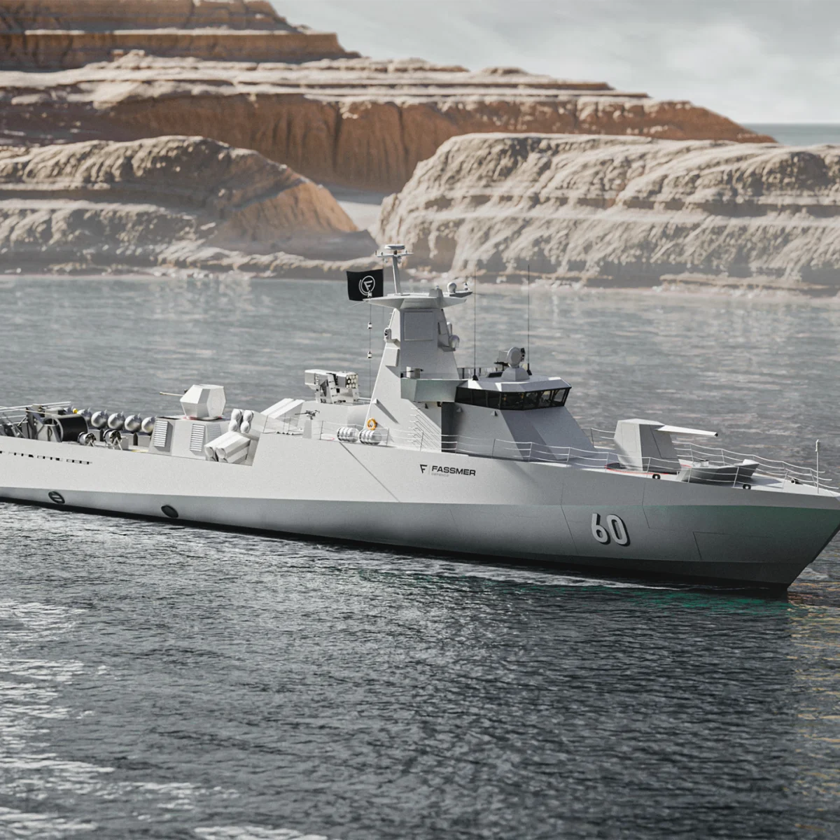 Fassmer Littoral Mission Vessel LMV 60 in coastal waters – naval ship for rapid littoral missions