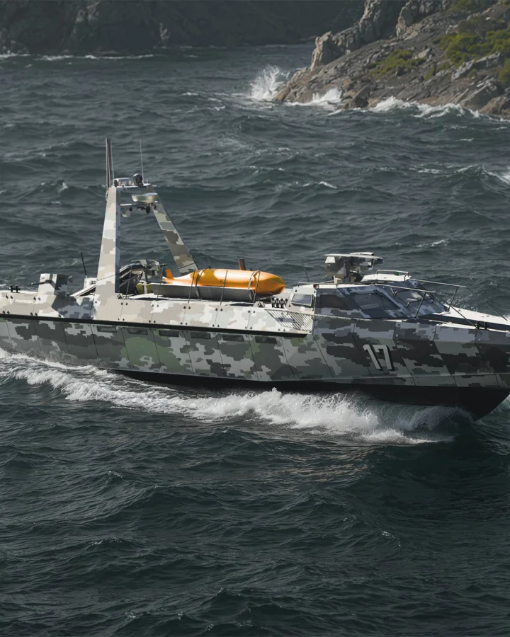 Fassmer Fast Combat Craft FCC 17 with digital camouflage – fast combat boat for coastal defense and special operations