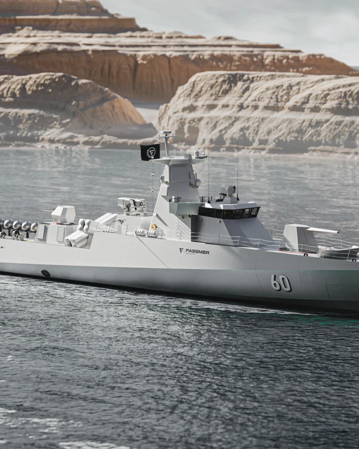 Fassmer Littoral Mission Vessel LMV 60 in coastal waters – naval ship for rapid littoral missions