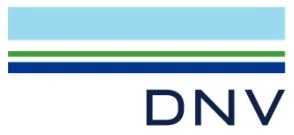 DNV logo with blue and green stripes above the lettering “DNV” – international classification society certifying Fassmer for quality, safety, and environmental standards.