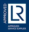 Lloyd’s Register logo in blue with the letters “LR” and the text “Lloyd’s Register – Approval of Fassmer’s quality management and safety standards.”
